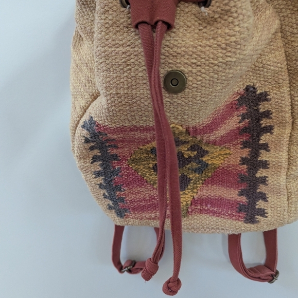 Vintage Southwestern Woven Cotton Kilim Backpack - Picture 3 of 15